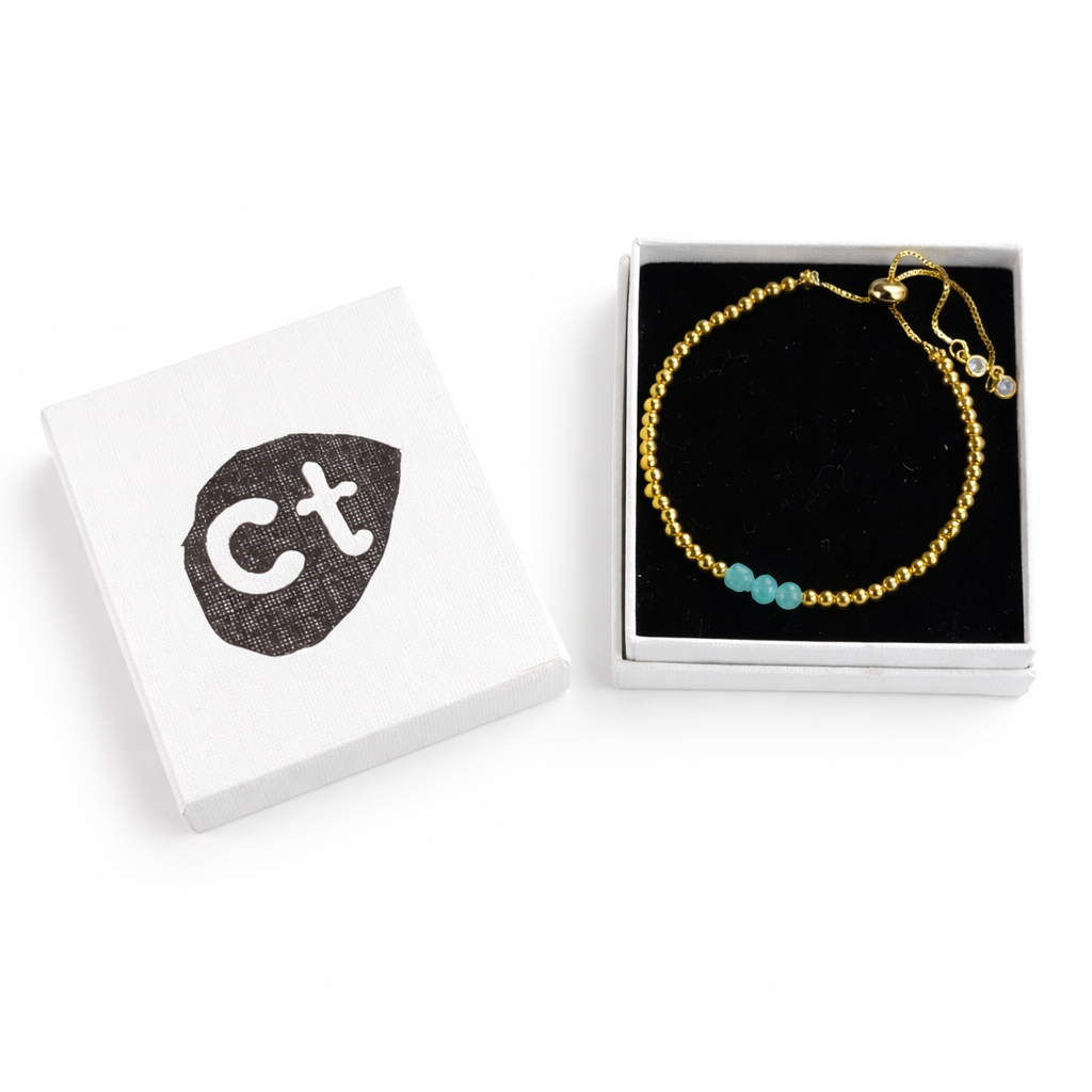 Blue Amazonite Gold-Plated Semi-precious Slider Bracelet