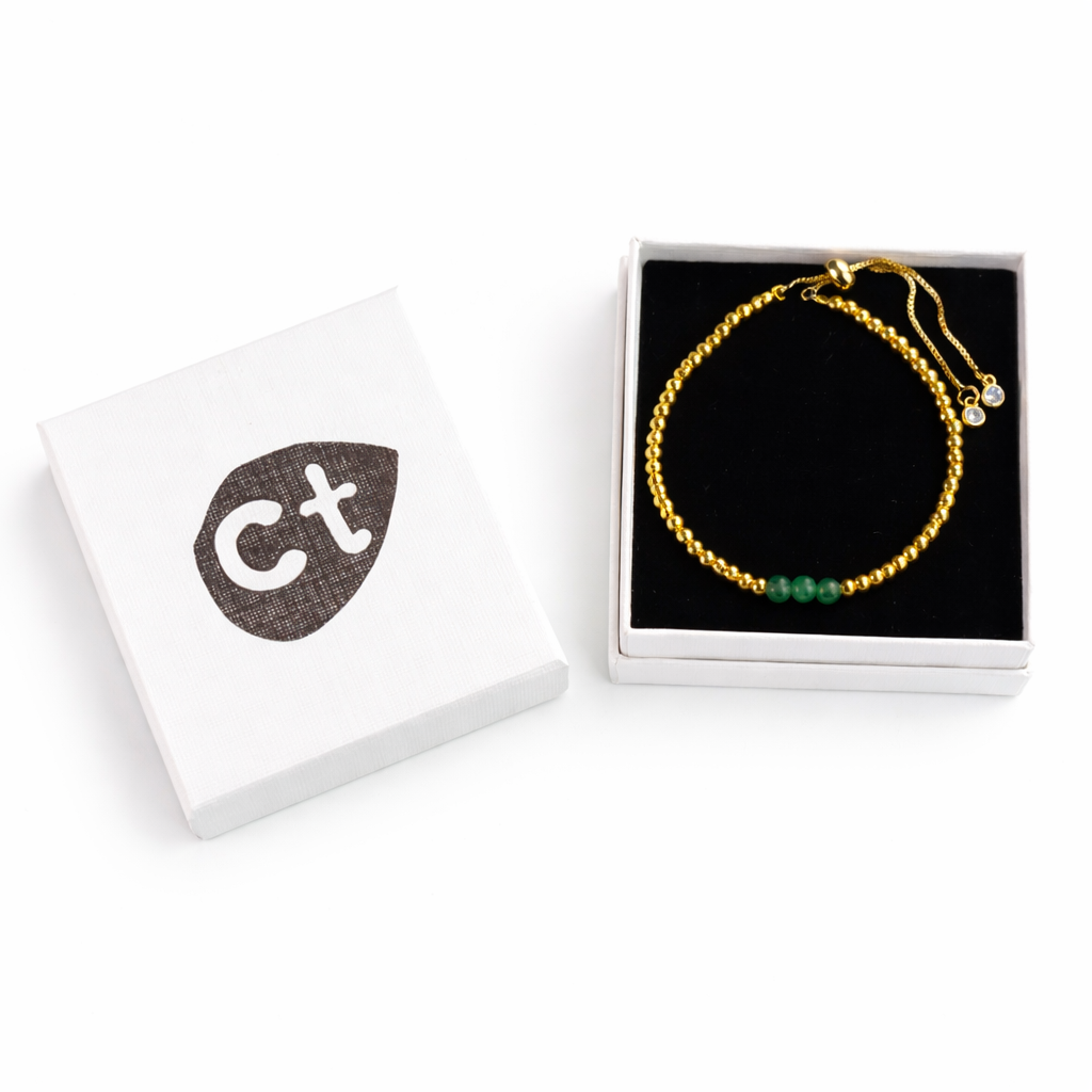 Green Aventurine Gold-plated Semi-precious Slider Bracelet