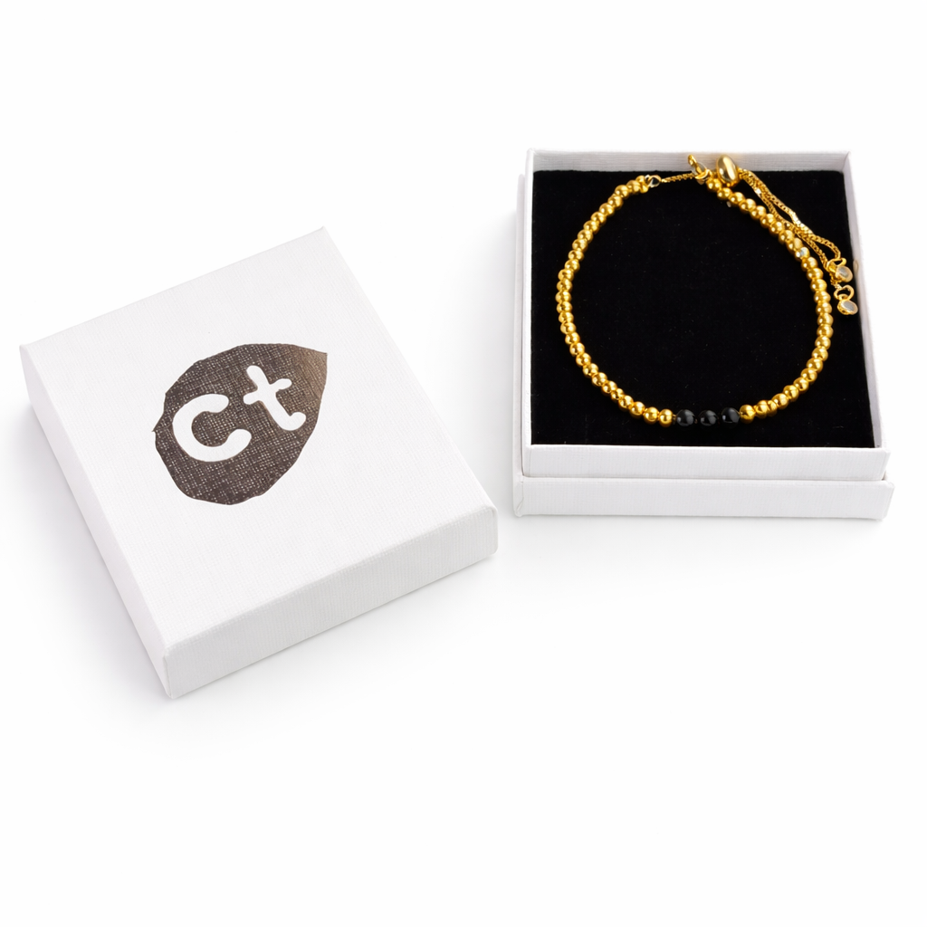 Onyx Gold-plated Semi-precious Slider Bracelet