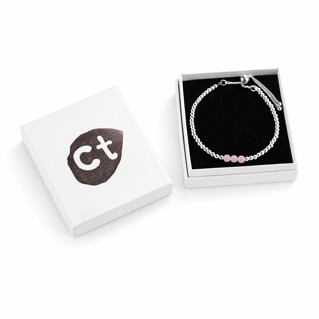 Rose Quartz Sterling Silver Slider Bracelet