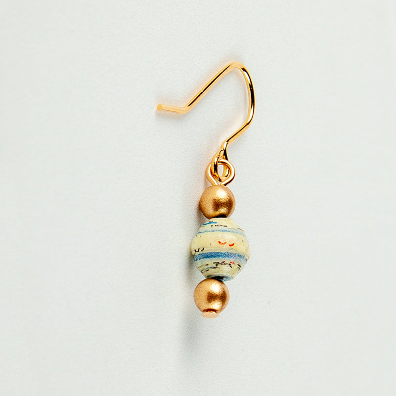 Scotland Map Earrings, small bead gold plated