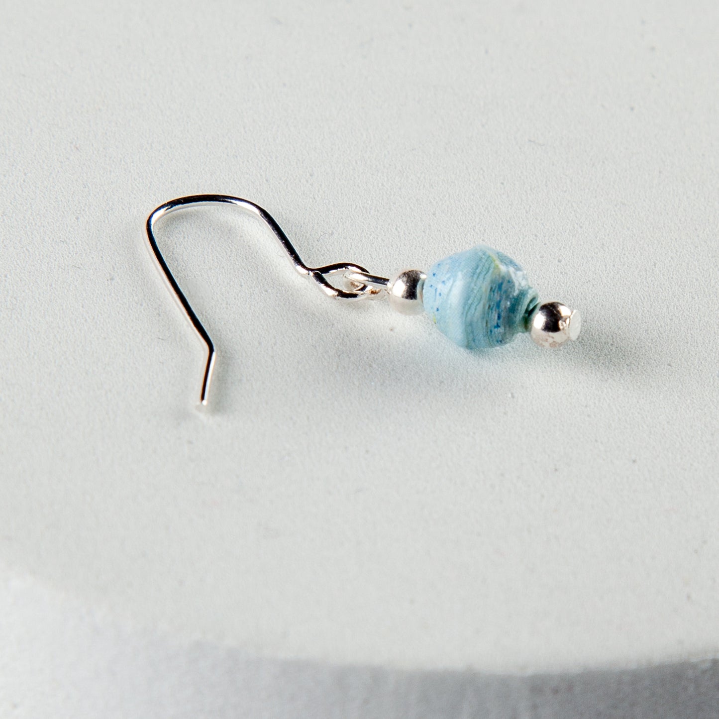 Scotland Map Earrings, small bead silver plated