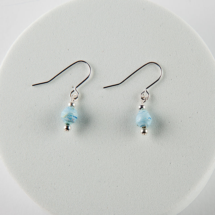 Scotland Map Earrings, small bead silver plated