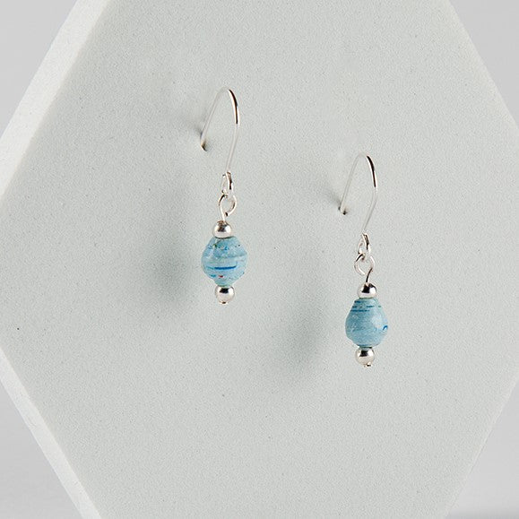 Scotland Map Earrings, small bead silver plated