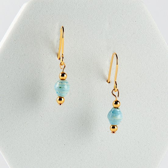 Scotland Map Earrings, small bead gold plated