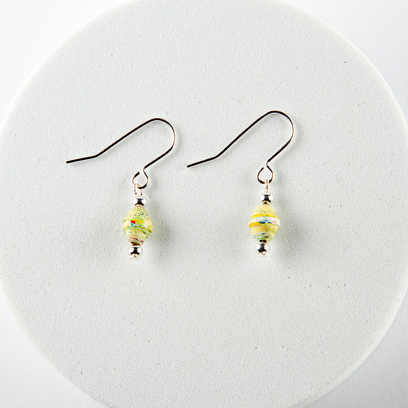 Scotland Map Earrings, small bead silver plated