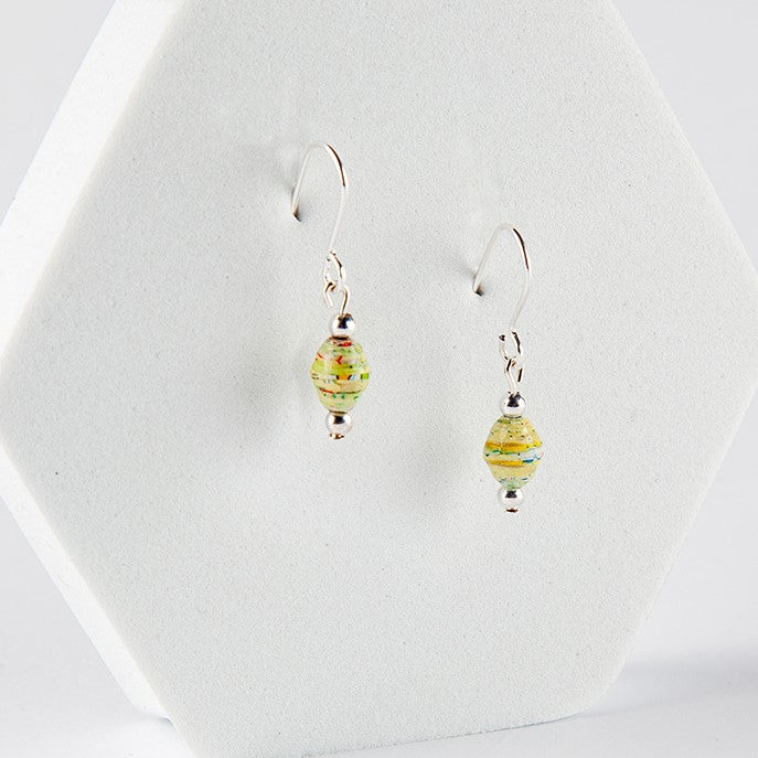 Scotland Map Earrings, small bead silver plated