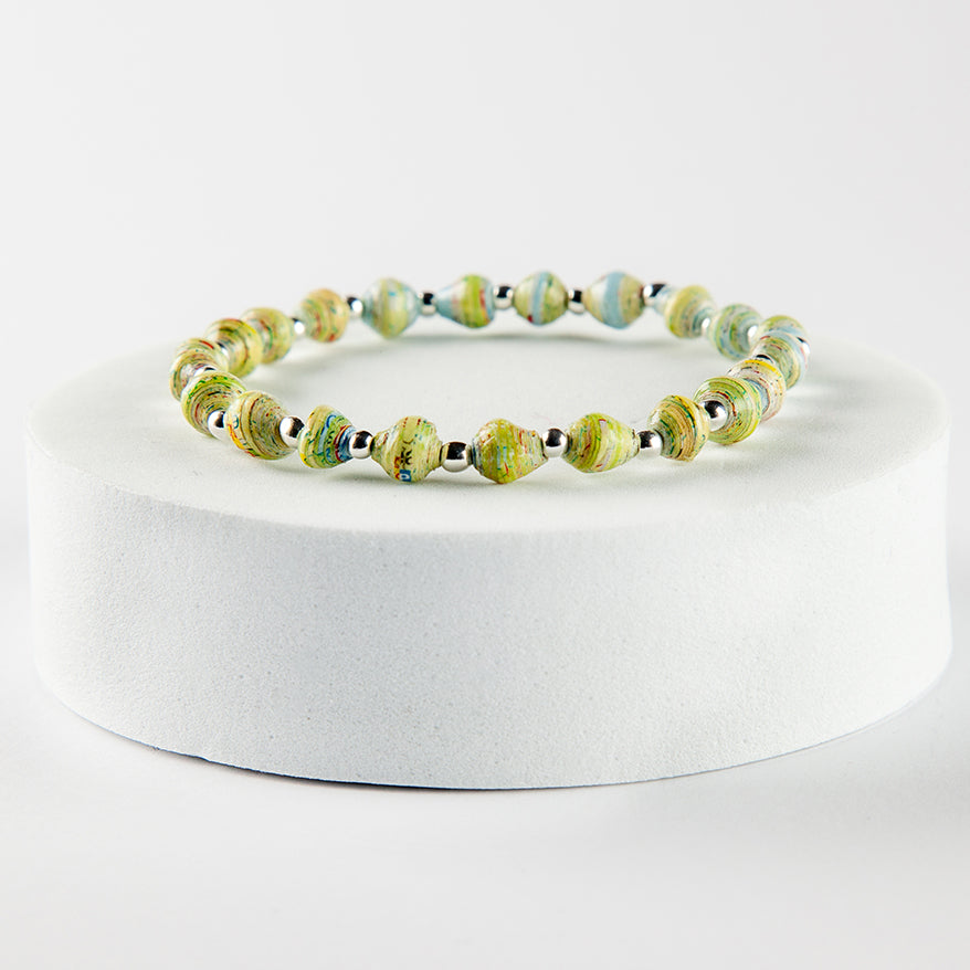 Scotland Map Bracelet, small bead silver plated