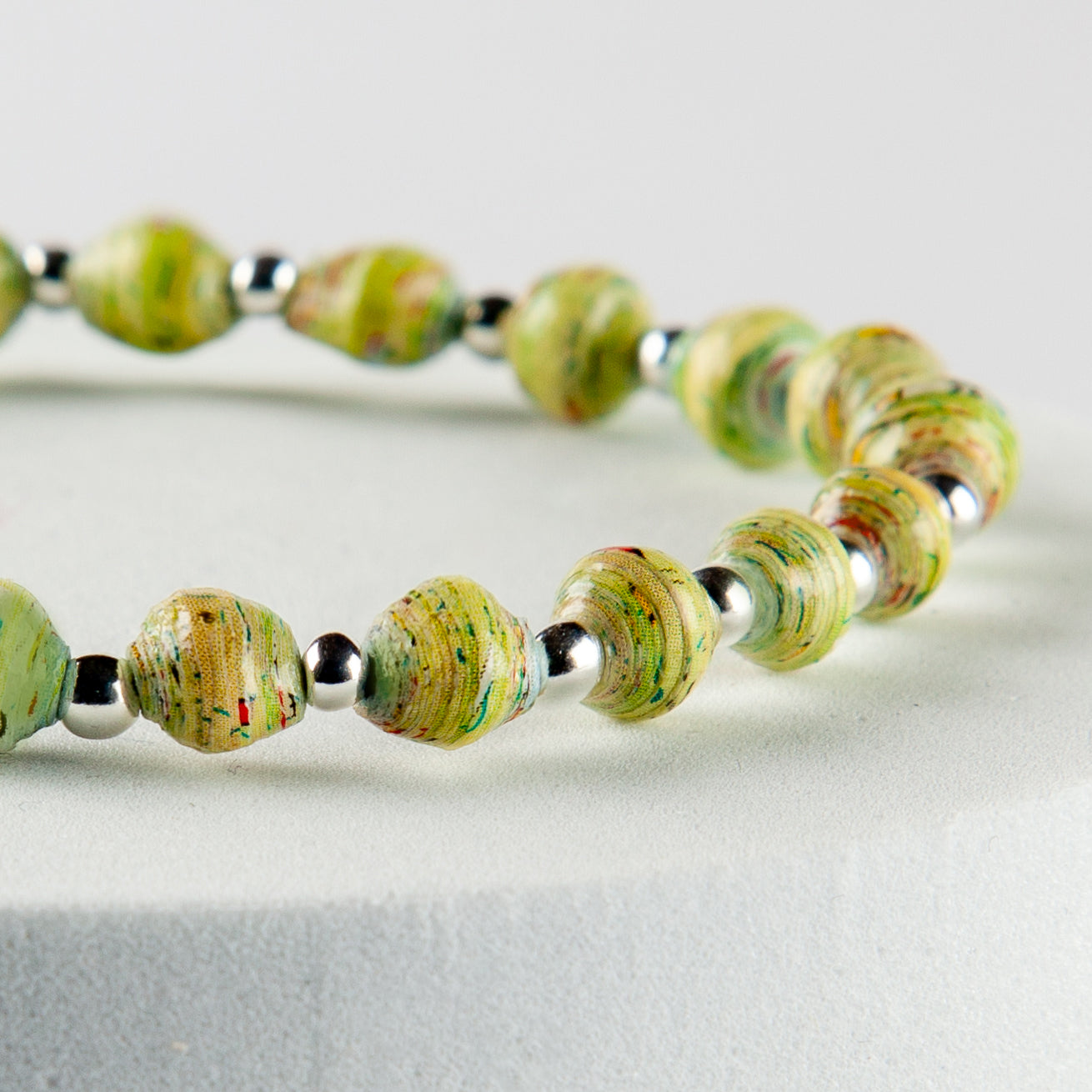 Scotland Map Bracelet, small bead silver plated