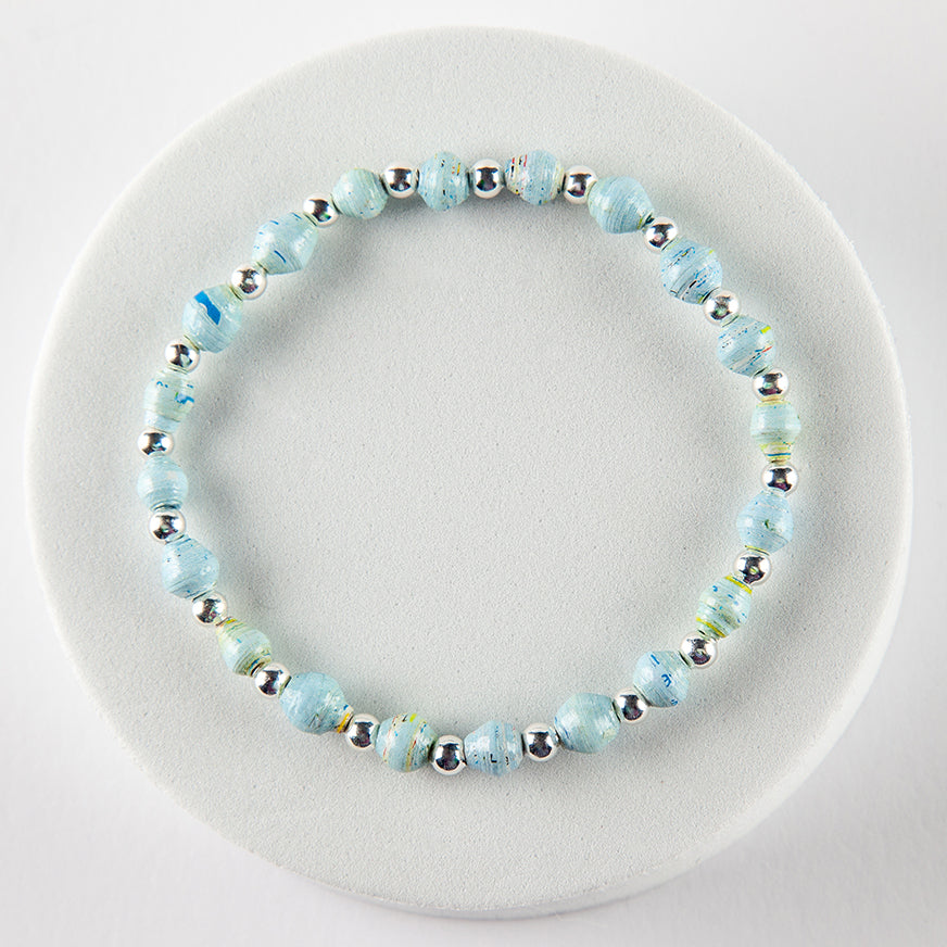 Scotland Map Bracelet, small bead silver plated