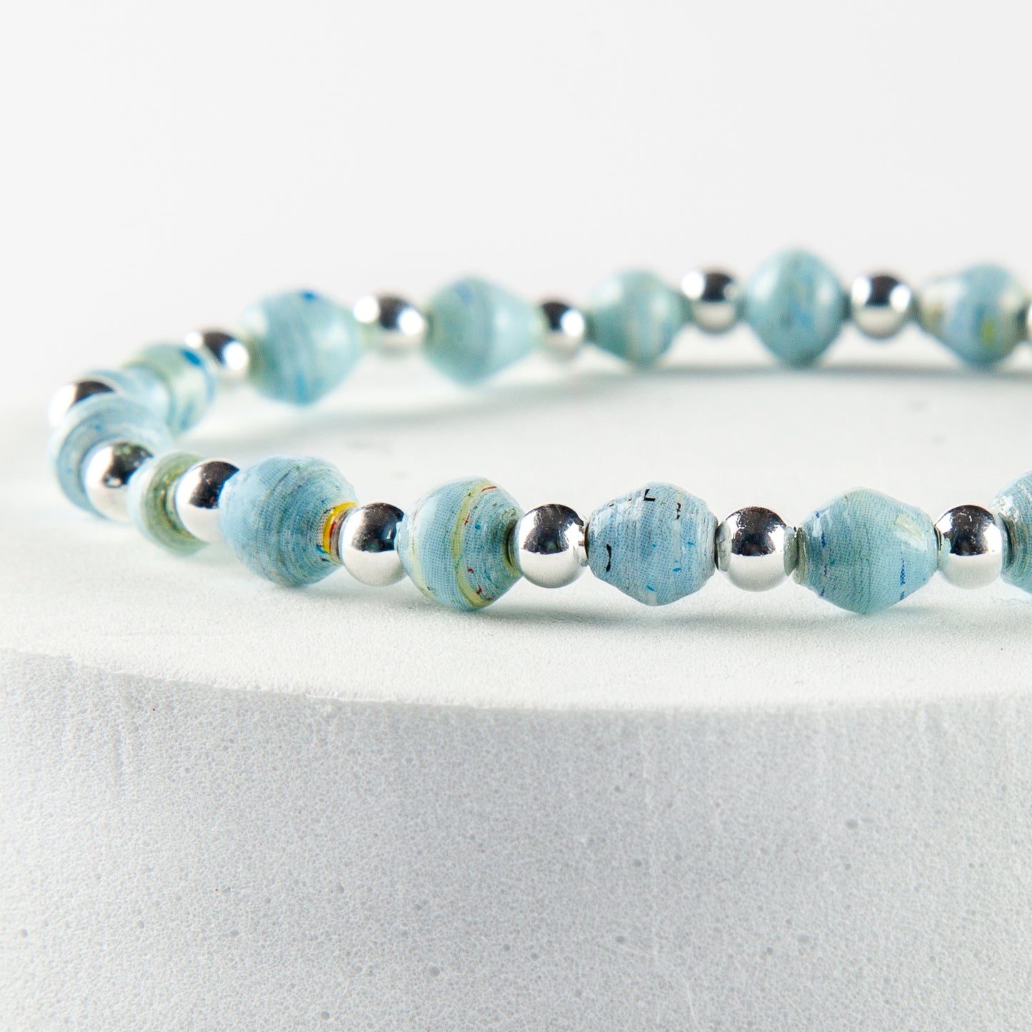 Scotland Map Bracelet, small bead silver plated