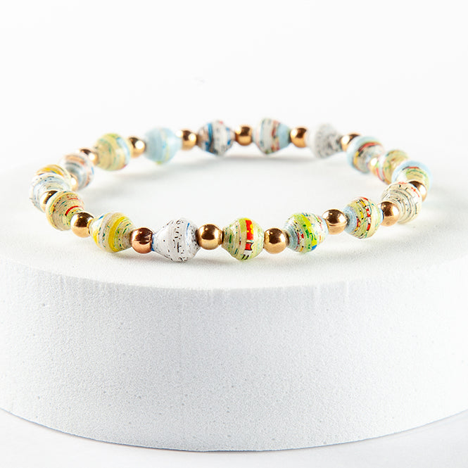 Scotland Map Bracelet, small bead gold