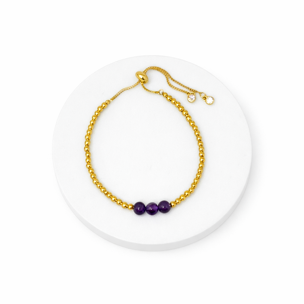 Amethyst Gold-plated Semi-precious Slider Bracelet