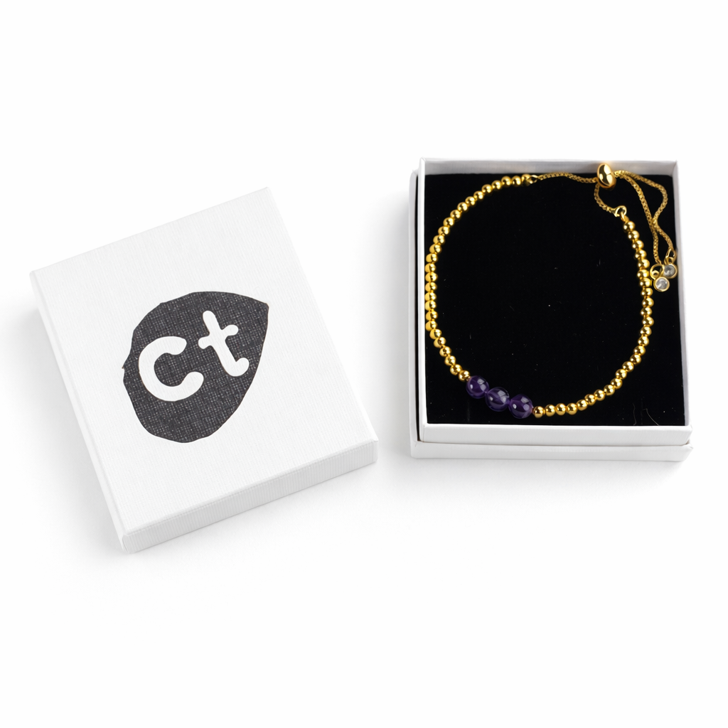 Amethyst Gold-plated Semi-precious Slider Bracelet