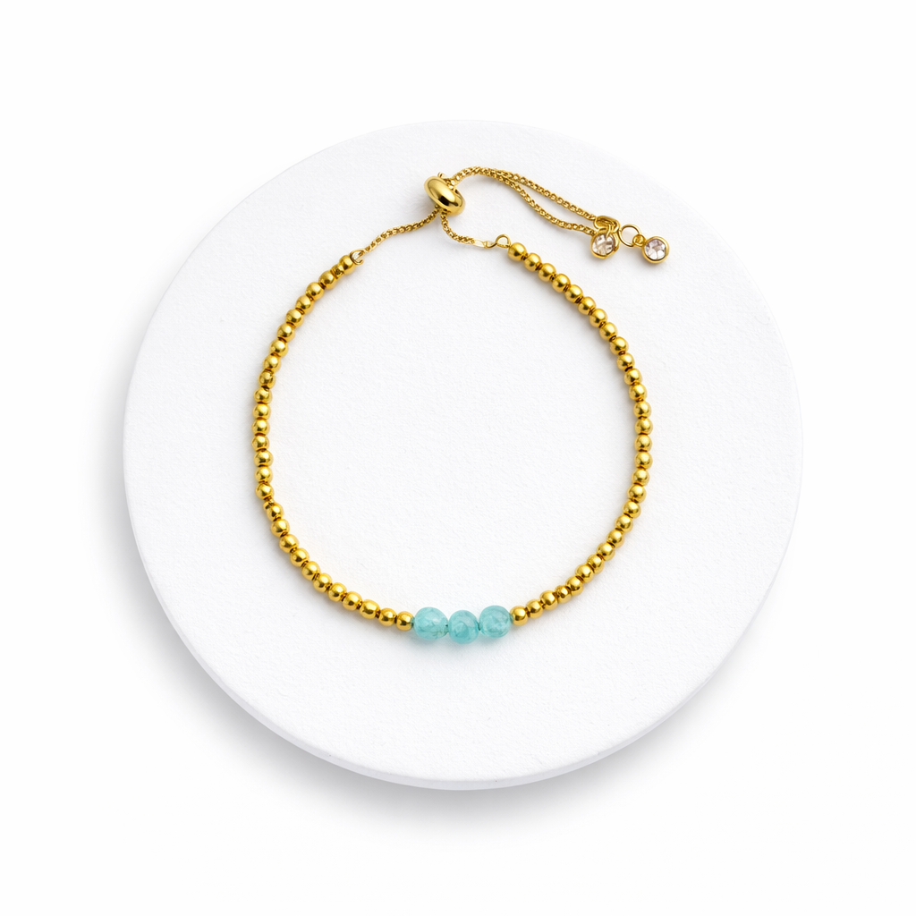 Blue Amazonite Gold-Plated Semi-precious Slider Bracelet