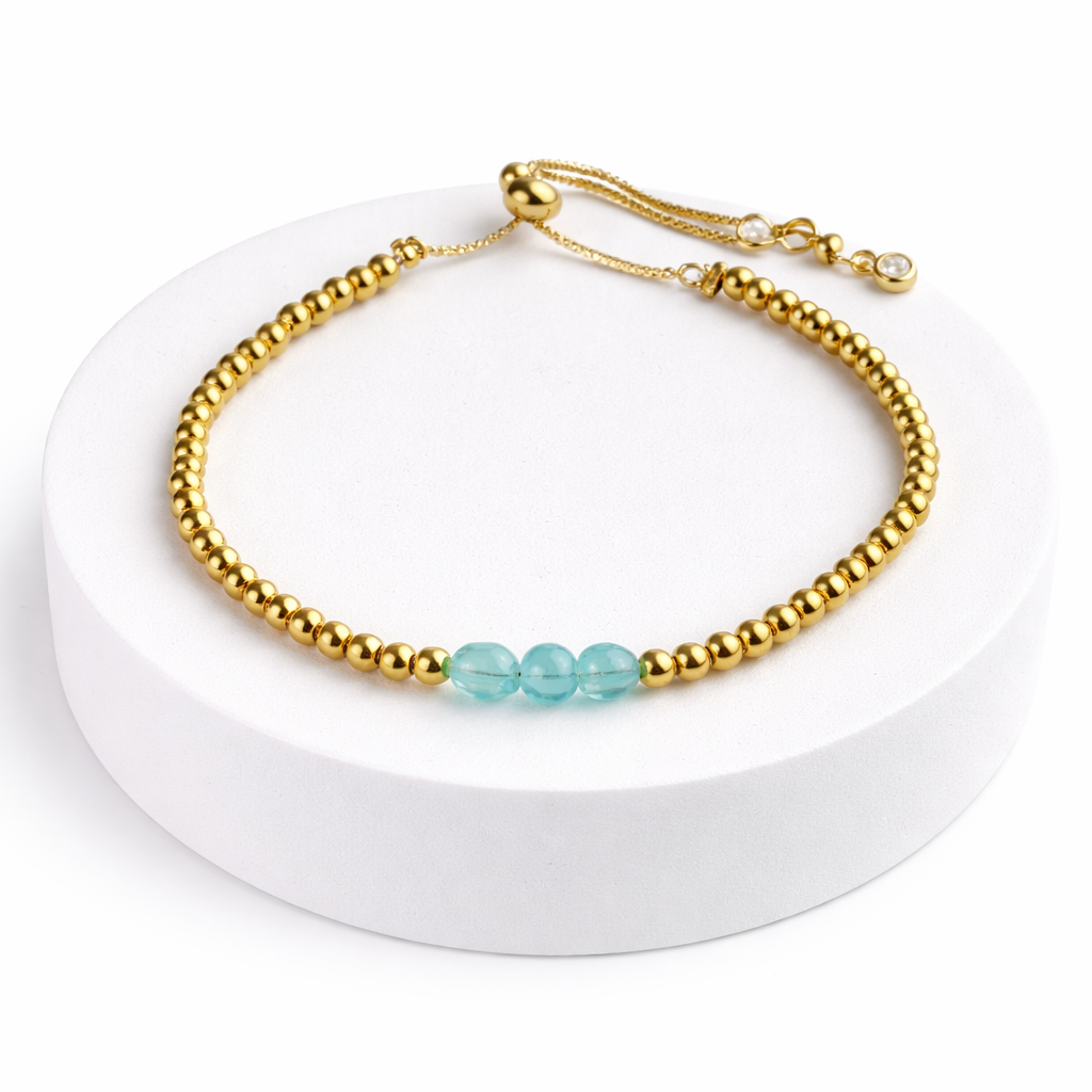 Blue Amazonite Gold-Plated Semi-precious Slider Bracelet