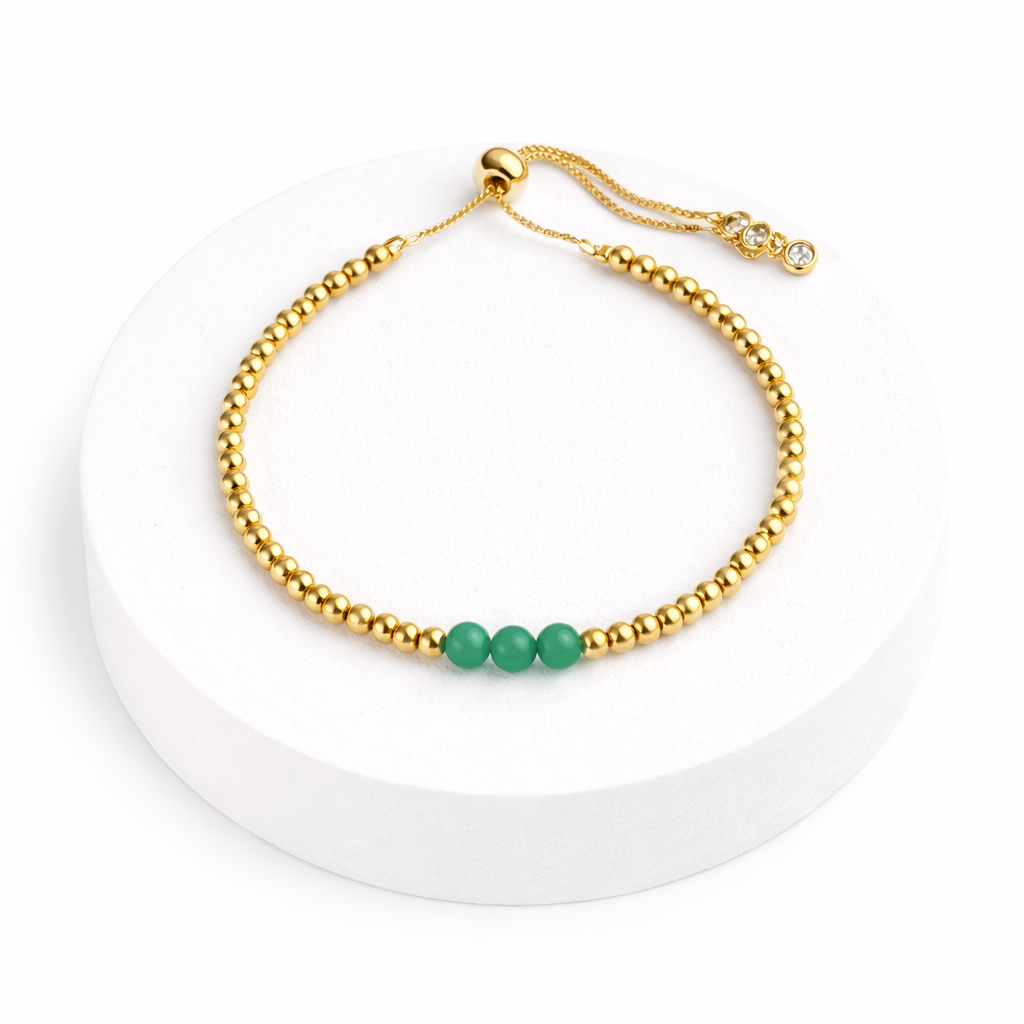 Green Aventurine Gold-plated Semi-precious Slider Bracelet