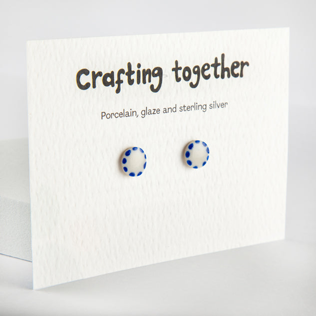 Porcelain and Sterling Silver Earrings - Dotty Blue