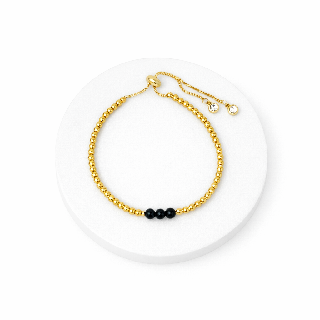 Onyx Gold-plated Semi-precious Slider Bracelet