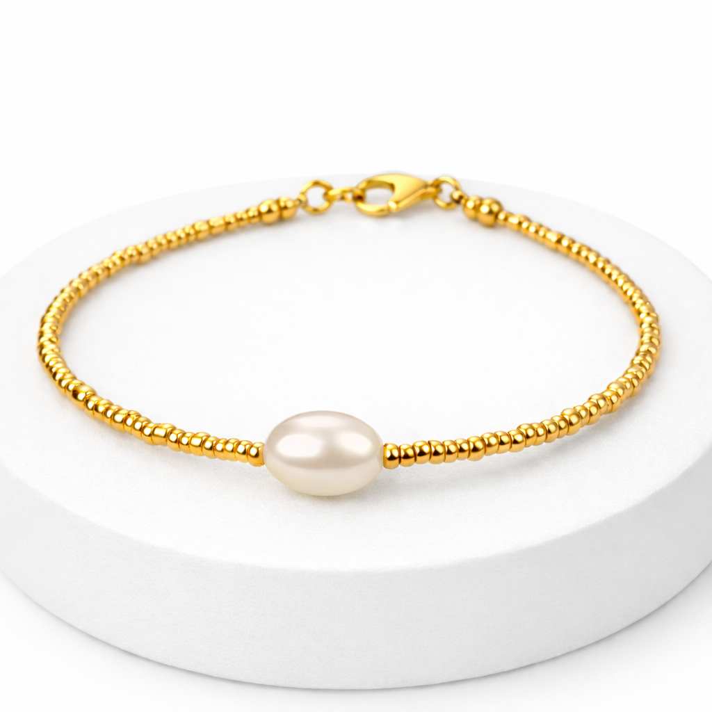 Pearl Gold-plated Seed Bead Bracelet