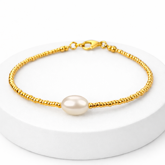 Pearl Gold-plated Seed Bead Bracelet
