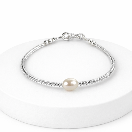 Pearl Silver-plated Seed Bead Bracelet