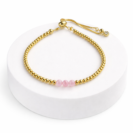 Rose Quartz Gold-Plated Slider Bracelet
