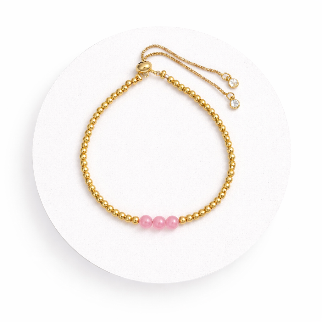 Rose Quartz Gold-Plated Slider Bracelet