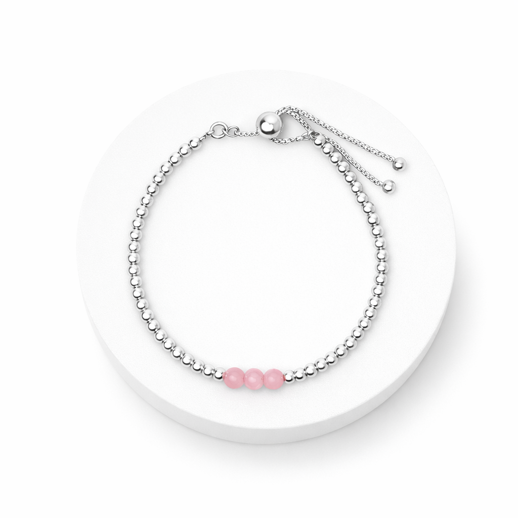 Rose Quartz Sterling Silver Slider Bracelet