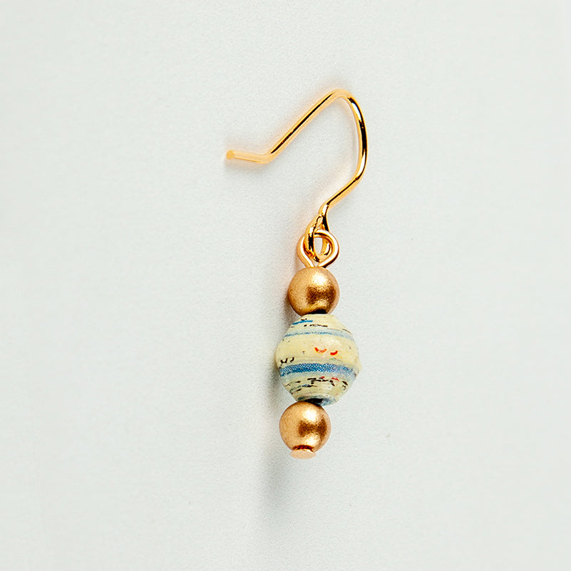 Scotland Map Earrings, small beads gold-plated